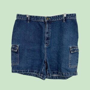 blue denim vintage 90s cargo jean shorts preppy grunge elevated basic jorts